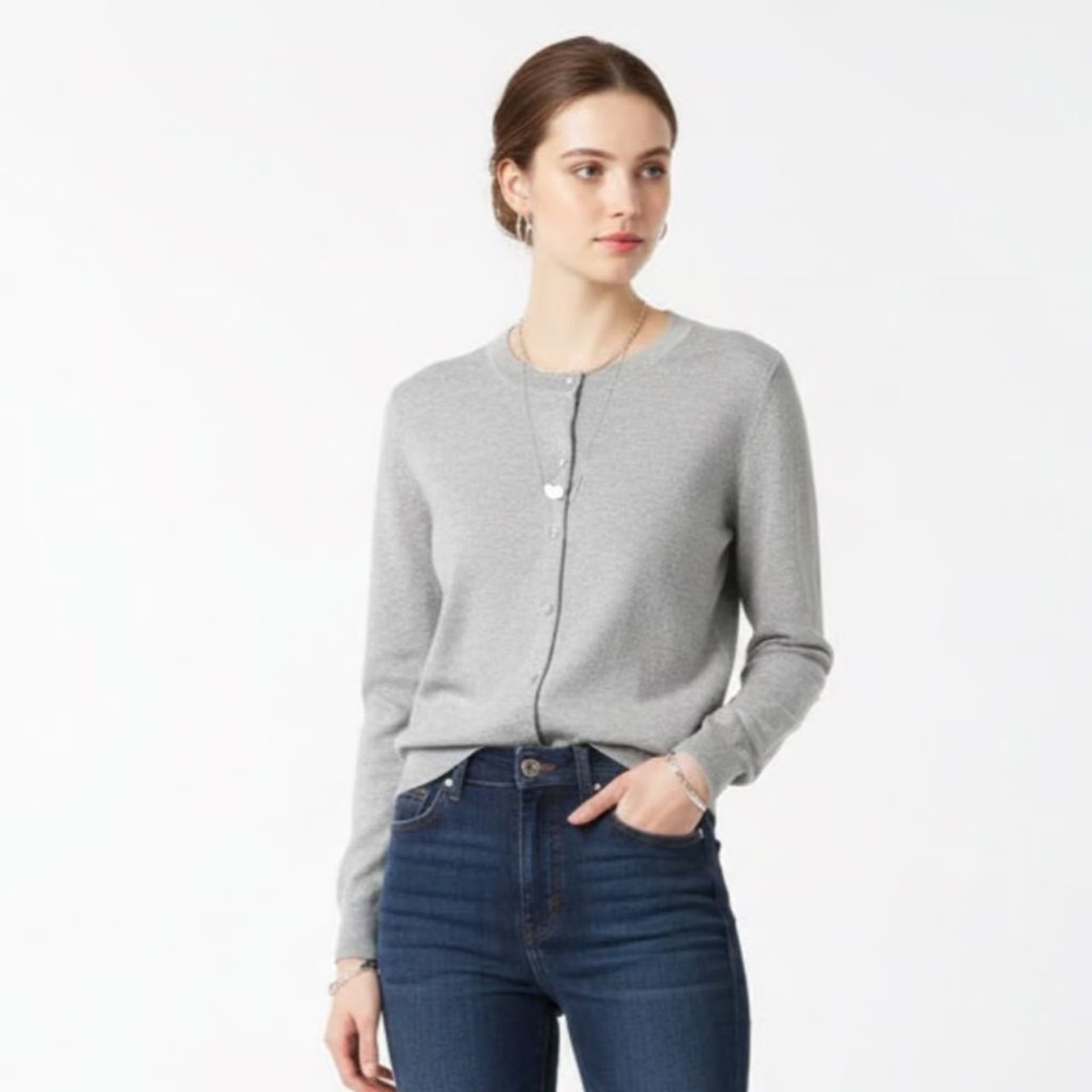 J. Crew Light Gray Cardigan Sweater